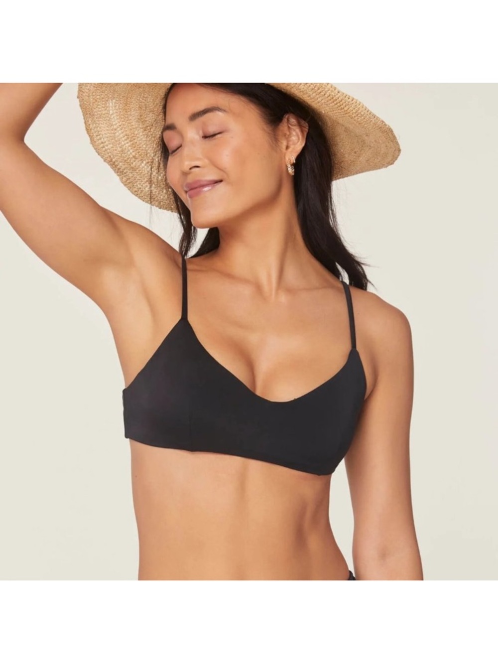 NWT Andie Swim Molokai Bikini Top XS Black Bralette Adjustable Straps Minimalist
